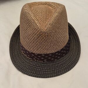 Stylish Tan and Brown Fedora Hat with Silk band